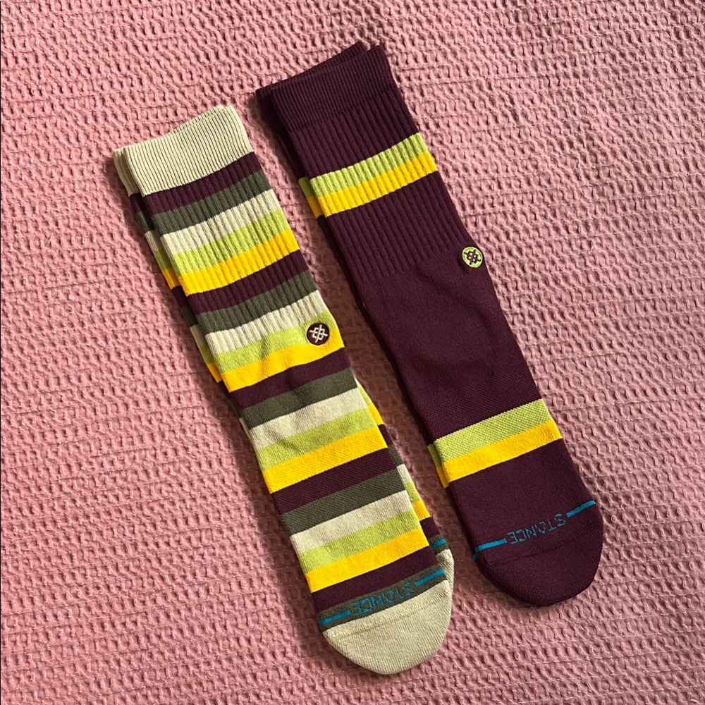 Stance Men's Colorful Striped Socks - Yellow and Purple - Never Worn